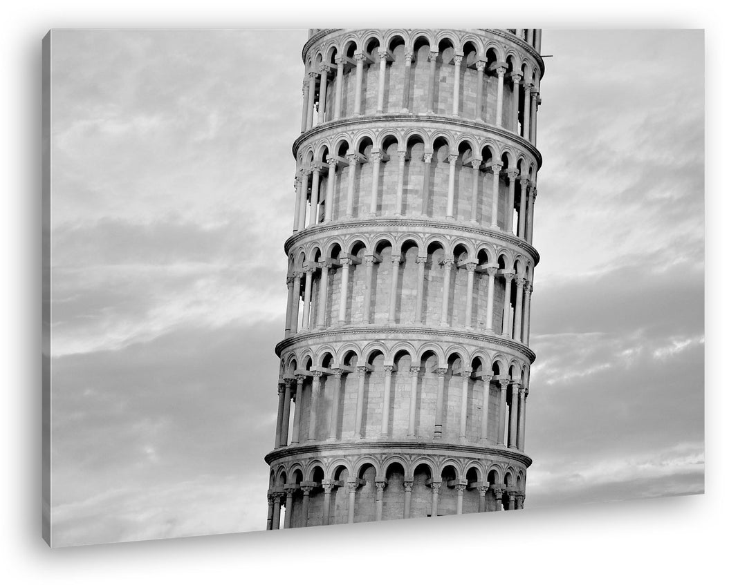 deyoli Ausschnitt des Schifferturm von Pisa Effekt: Schwarz/Weiss Format: 80x60 als Leinwandbild, Mo