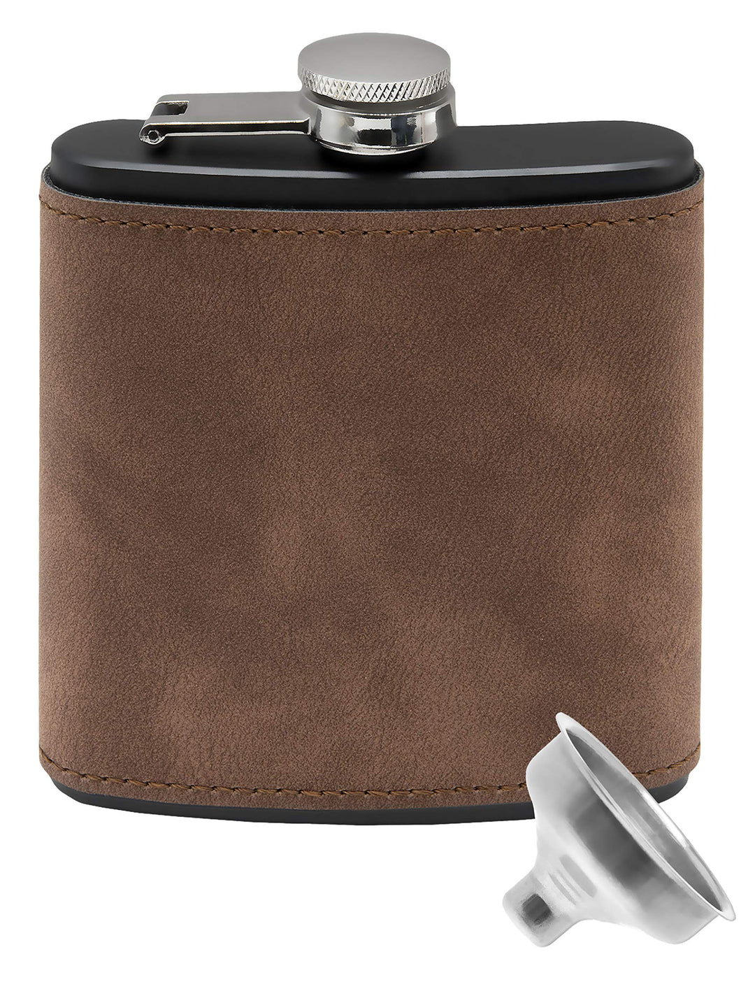 Edelstahl Flachmann im Wild-Leder Design, 175 ml, in Geschenk-Box, schwarz-braun