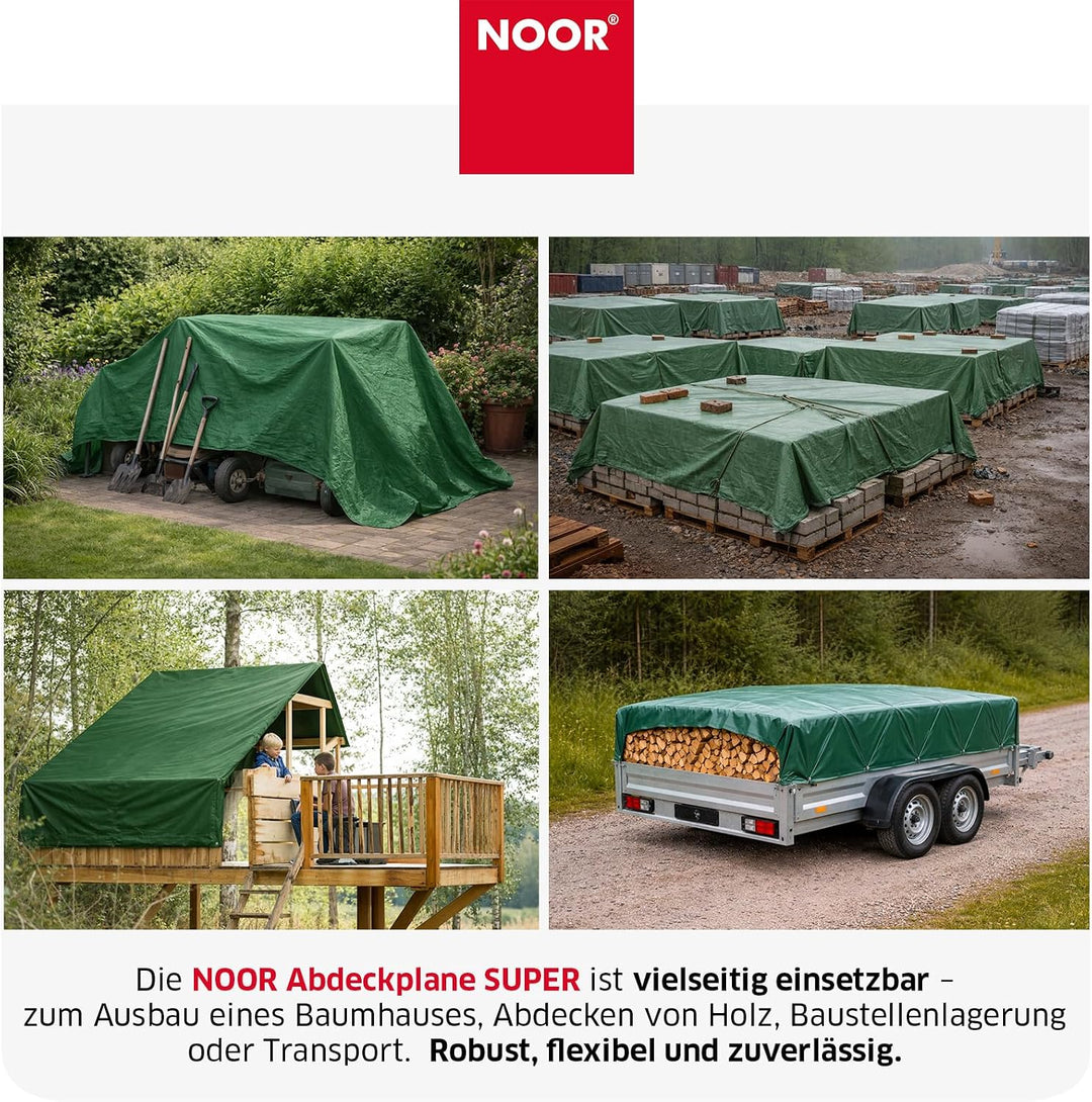NOOR Abdeckplane SUPER 200g/m² Grün I 5 x 6 m I Allzweckplane für Schutz vor Witterung I Ideal geeig