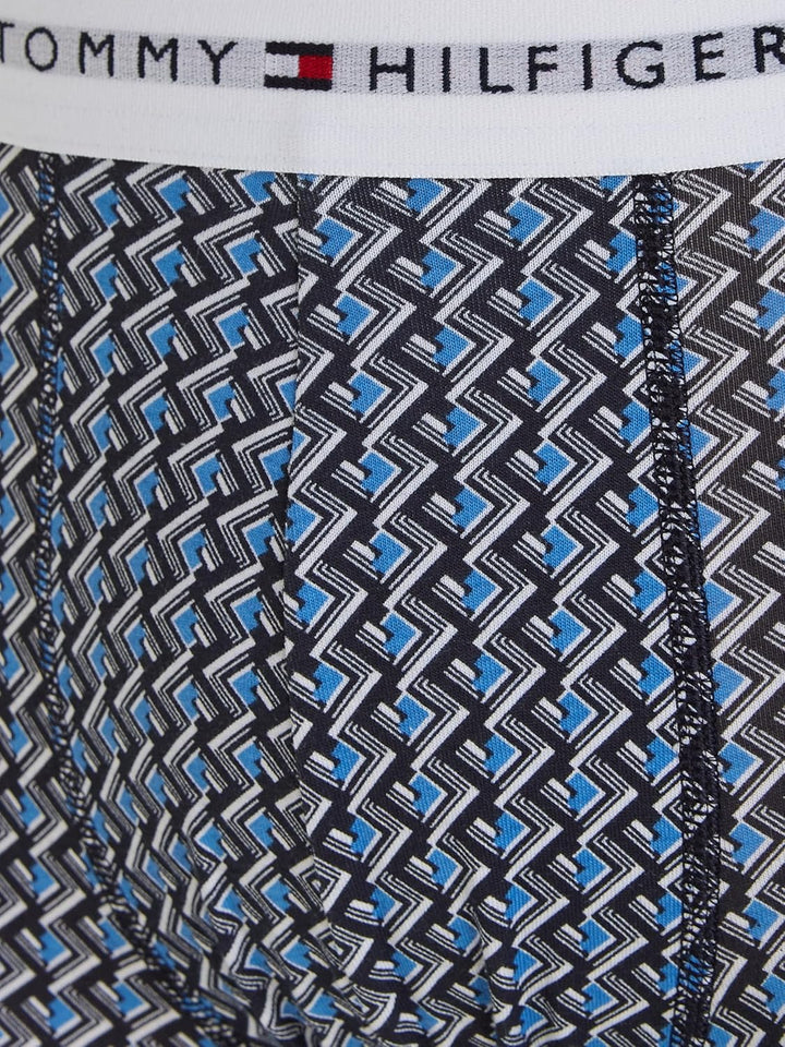 Tommy Hilfiger Herren 3er Pack Boxershorts Trunks Unterwäsche S Blau (Crop Geo/Well Water/Desert Sky