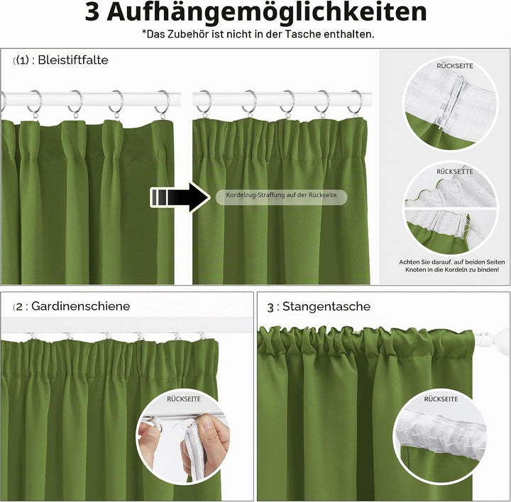 Deconovo Vorhang Thermogardine Blickdicht Kräuselband Gardinen Kinderzimmer Blickdicht Voränge, 138x