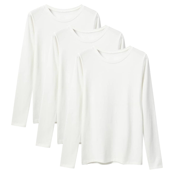 LiKing Langarmshirt Damen Basic Longsleeve Langarm-Shirt Oberteil Tops mit Stretch Baumwolle 3er Pac
