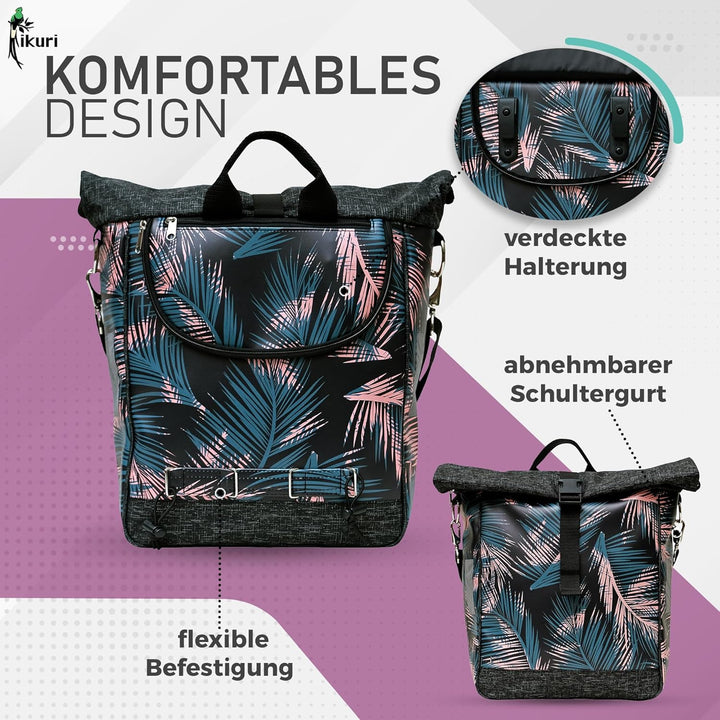 Ikuri Fahrradtasche für Gepäckträger Satteltasche Einzeltasche Packtasche, abnehmbar, mit Tragegurt