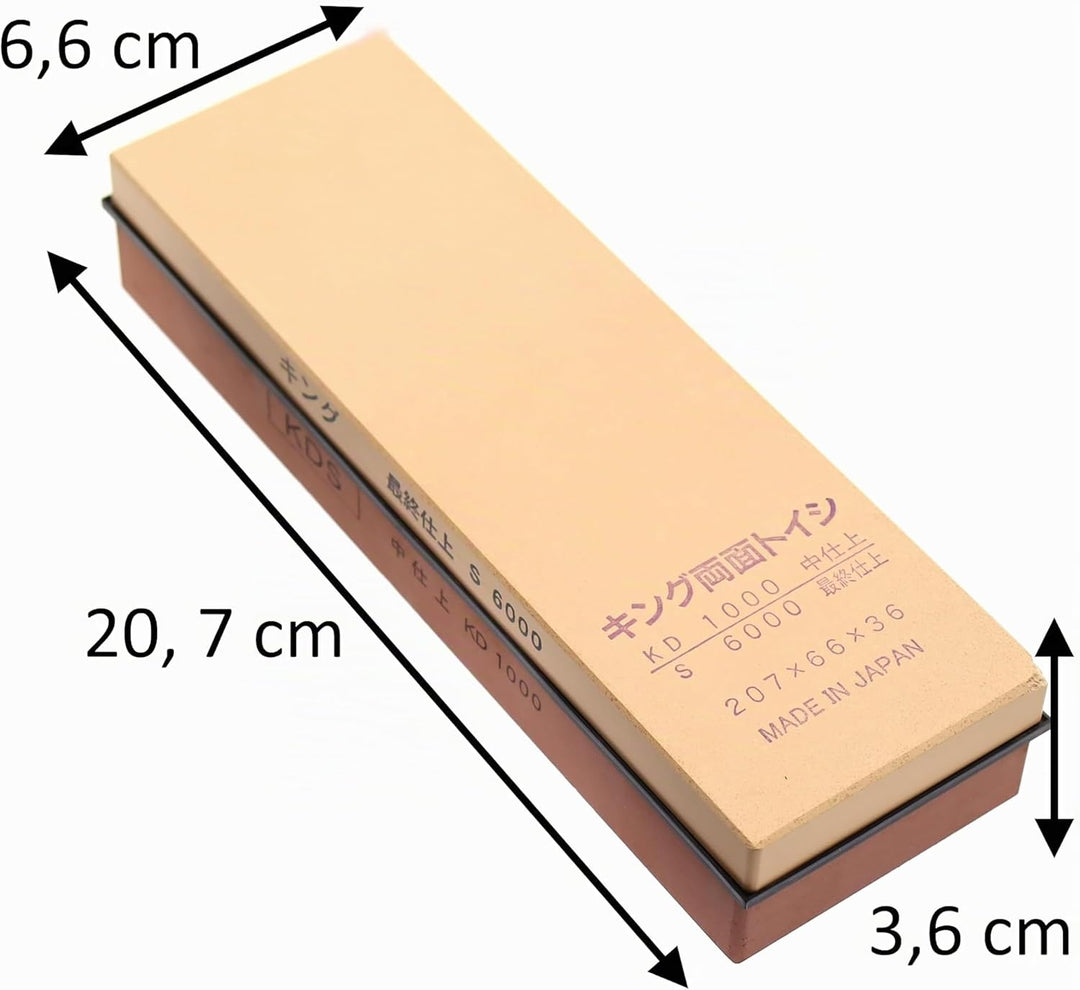 Set mit japanischem Schleifstein King Double Face 1000 6000 und rutschfester Tischhalterung, verstel