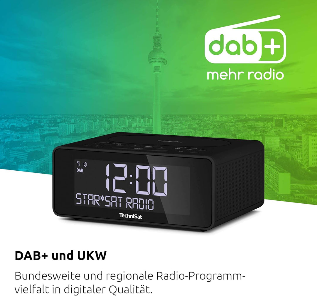 TechniSat DIGITRADIO 52 – Stereo DAB Radiowecker (Uhren Radio, Wecker, DAB+, UKW, Snooze-Funktion, S