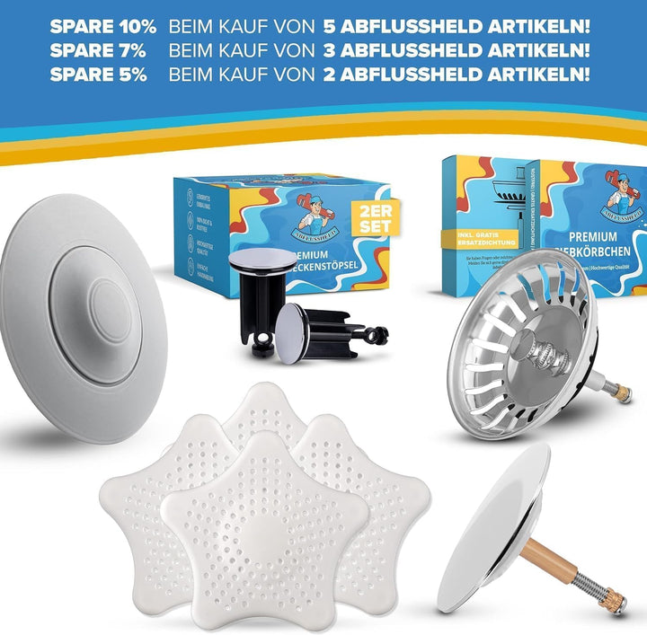 Universal Abflussstopfen - Waschbeckenstöpsel mit Haarsieb Funktion - Praktisches Abflusssieb Siliko