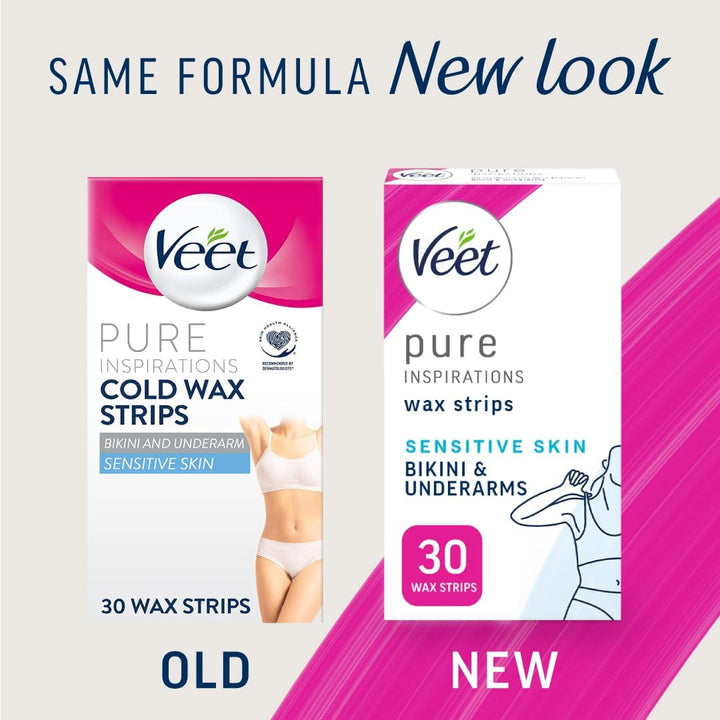 Veet Pure Bikini Cold Wax Strips, 30 Stück