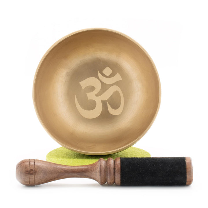 Tibetische Klangschale ca. 350g mit OM-Gravur – Handgeschmiedet in Nepal – Fair Trade – Für Meditati