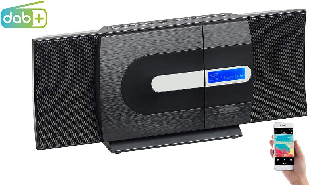 auvisio Kompaktanlage Vertikal: Vertikale Design-Stereoanlage, FM/DAB+, Bluetooth, CD, MP3, AUX, 40