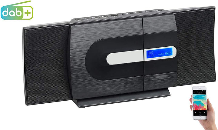 auvisio Kompaktanlage Vertikal: Vertikale Design-Stereoanlage, FM/DAB+, Bluetooth, CD, MP3, AUX, 40