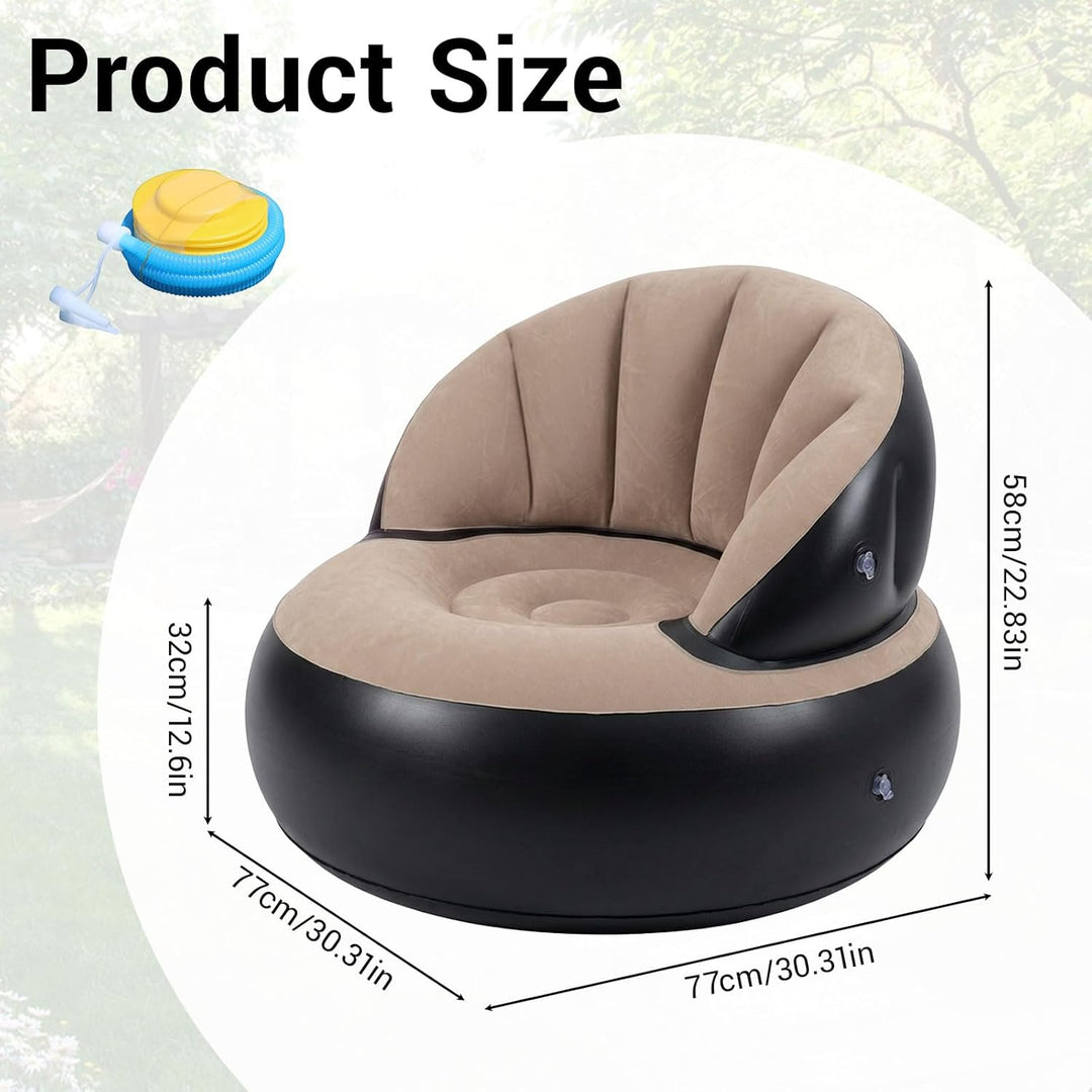 Sitzsack Aufblasbar Luftsofa Couch - Aufblasbares Sofa mit Fusspumpe Beflockt - Camping Sofa Aufblas