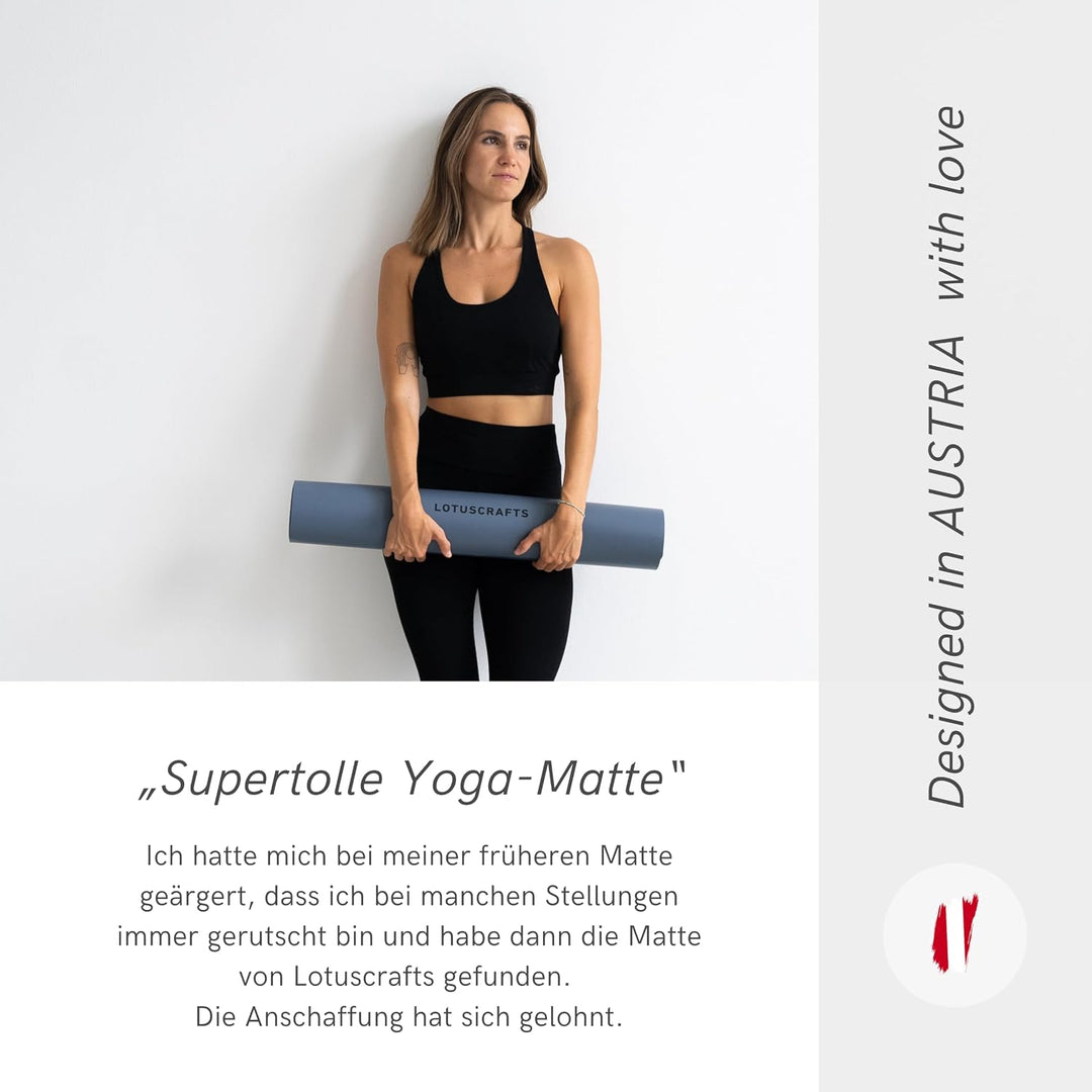 LOTUSCRAFTS® Yogamatte rutschfest, aus Naturkautschuk, universell einsetzbar als Yoga Matte, Sportma