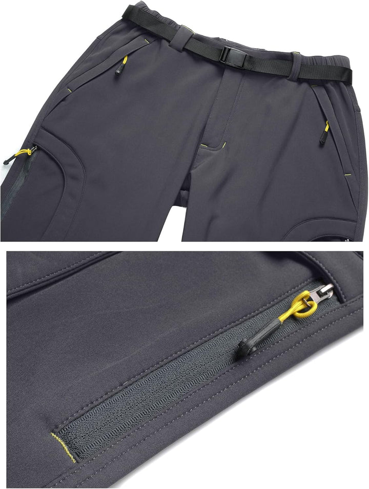 yeyity Herren Softshellhose Gefüttert Outdoorhose Wasserdicht Wanderhose Warm Skihose Snowboardhose