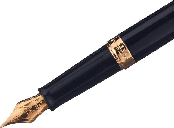 Waterman Hémisphère Füller | Hochglänzend Schwarz mit Zierteile aus 23 K Gold | Füllfederhalter mit