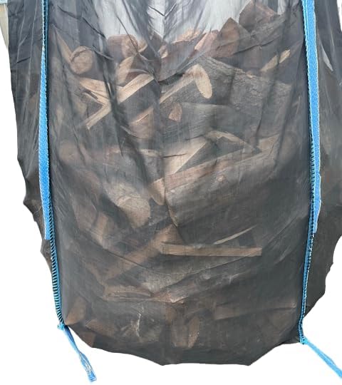5 Stück Woodbag Big Bag Holz 100x100x160 cm (ohne Inhalt) mit Sternboden (Boden zum Öffnen) mit Netz