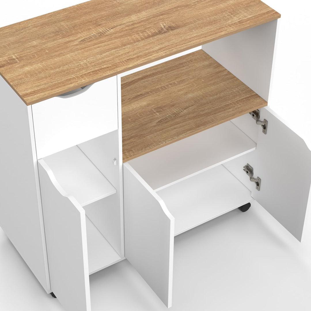 IDMarket - Desserte micro-onde de cuisine COSI XXL placard avec tiroir bois blanc et plateaux façon