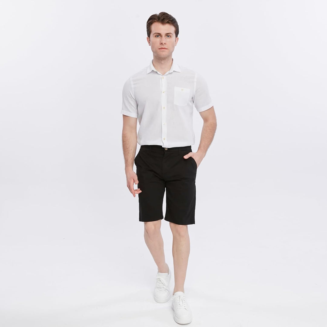 Xact Herren Premium massgeschneiderte Stretch Chino Shorts 32W Schwarz, 32W Schwarz