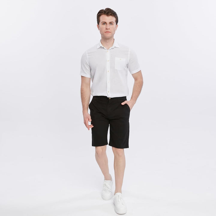 Xact Herren Premium massgeschneiderte Stretch Chino Shorts 32W Schwarz, 32W Schwarz