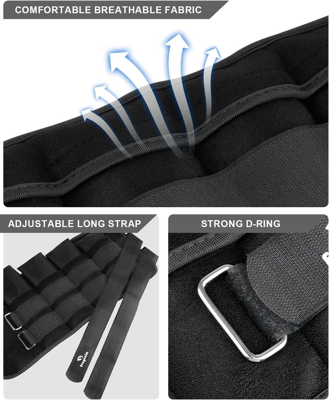 Fragraim Gewichtsmanschetten, Verstellbares Gewichte für Beine und Arme, Paar(2 Packungen) 1,5kg/2kg