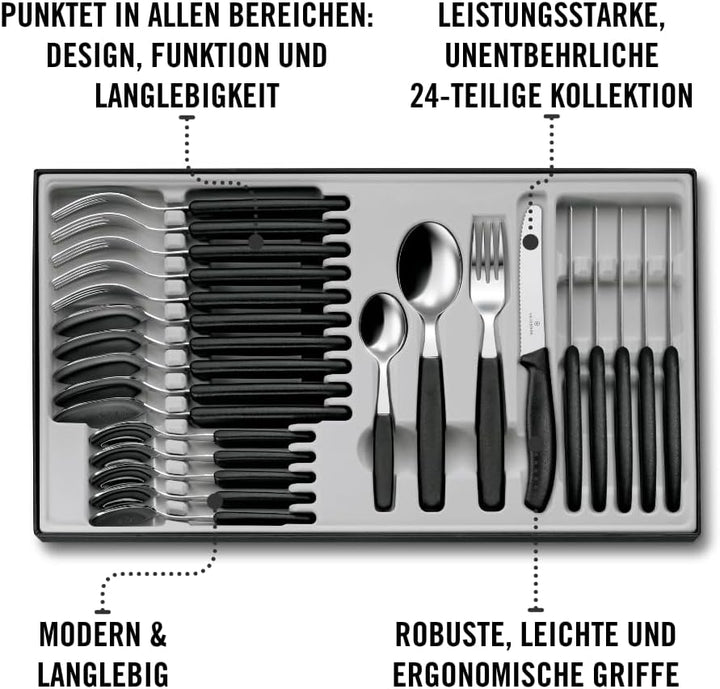Swiss Classic Tafelbesteck mit Tomatenmesser, 24-teilig, schwarz Single, Single