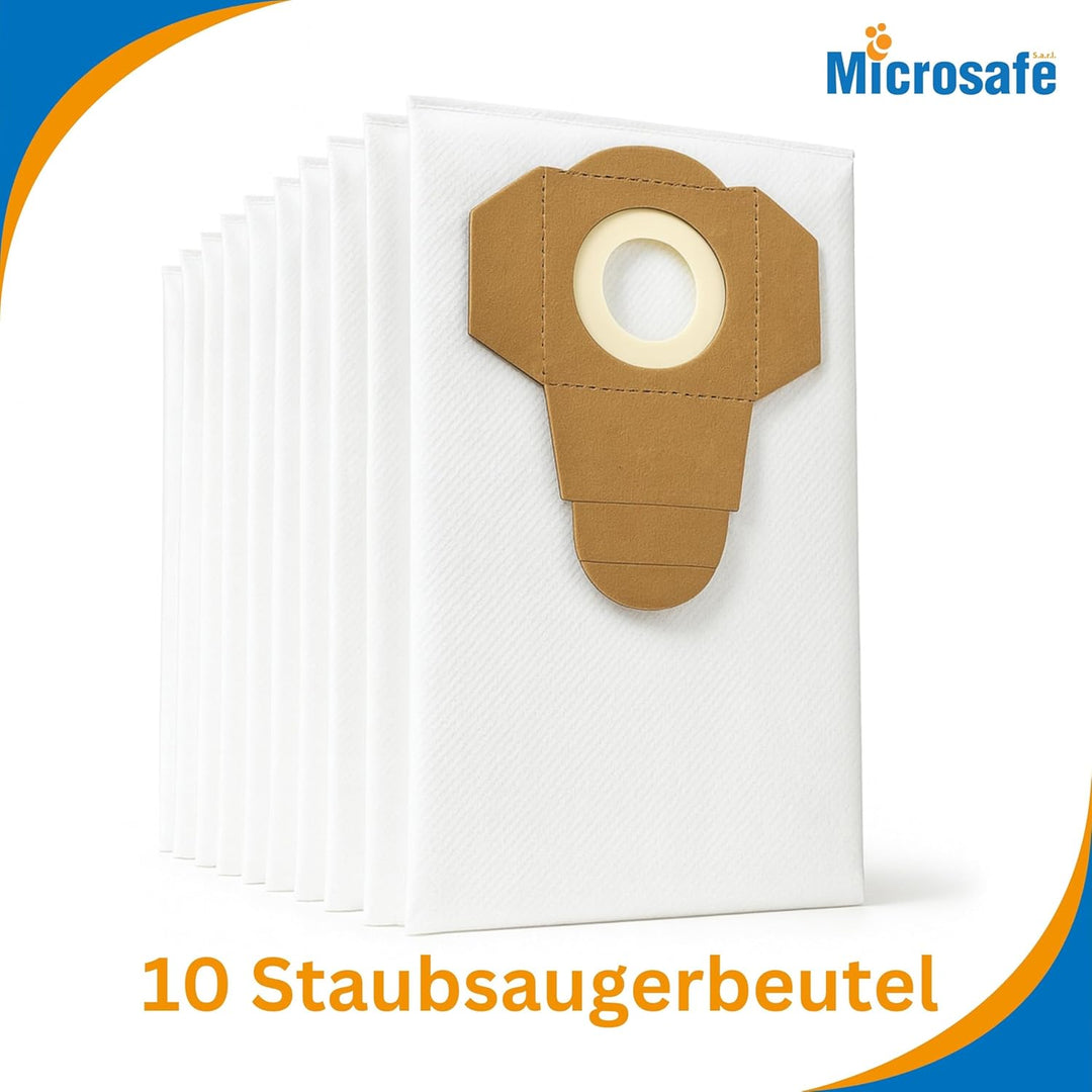Microsafe® 10 Microvlies Schmutzfangsäcke kompatibel mit Einhell BT-VC 1250 & BT-VC 1500 SA & baugle