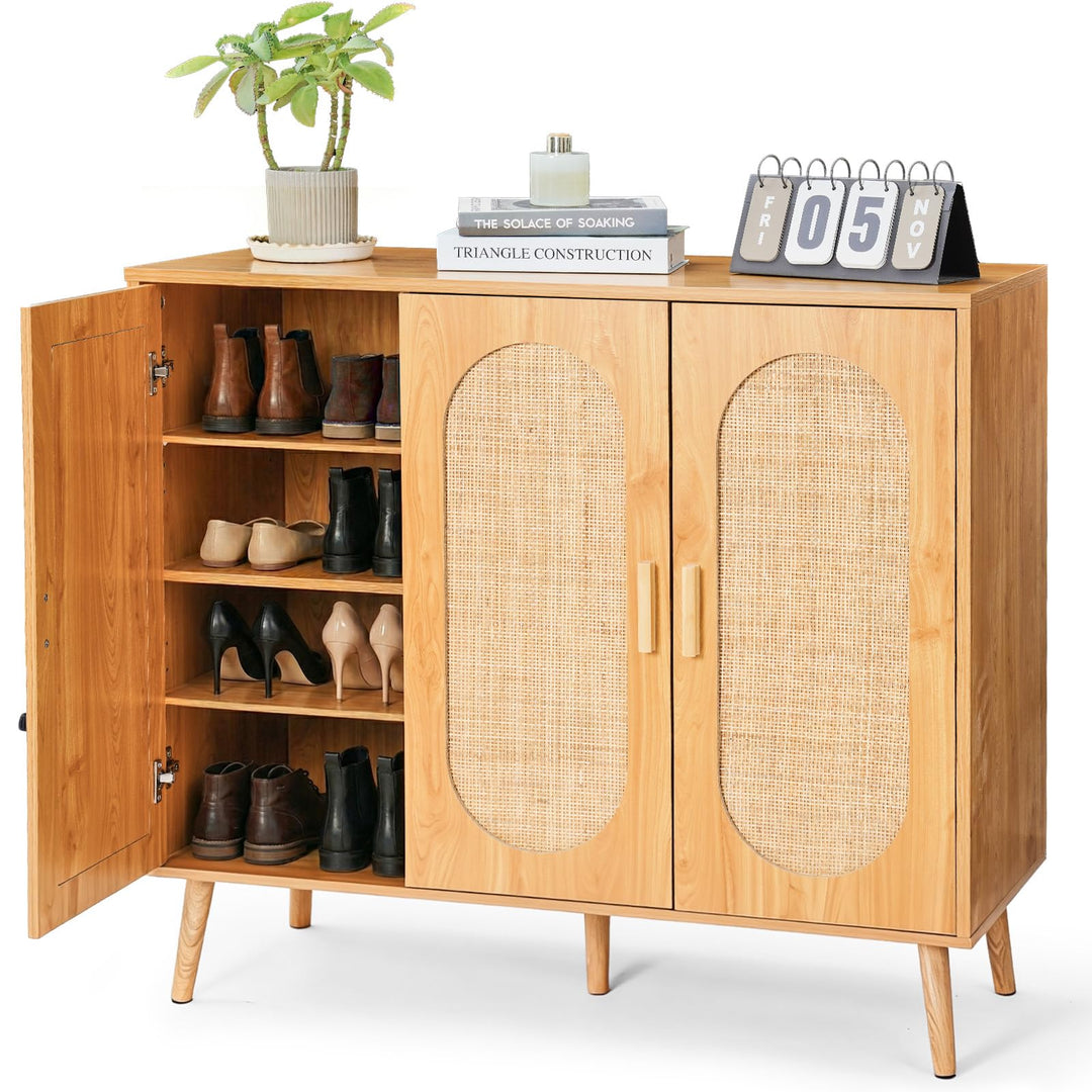 HOKEEPER Schuhschrank aus Holz, Schmaler Doppeltür (87x40x100cm),Shoe Cabinet, Schuhkipper für bis z
