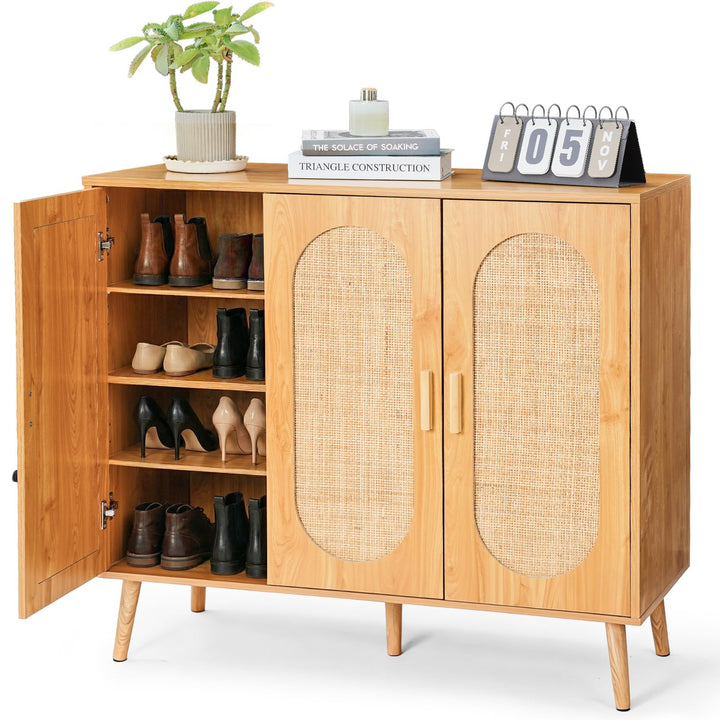 HOKEEPER Schuhschrank aus Holz, Schmaler Doppeltür (87x40x100cm),Shoe Cabinet, Schuhkipper für bis z