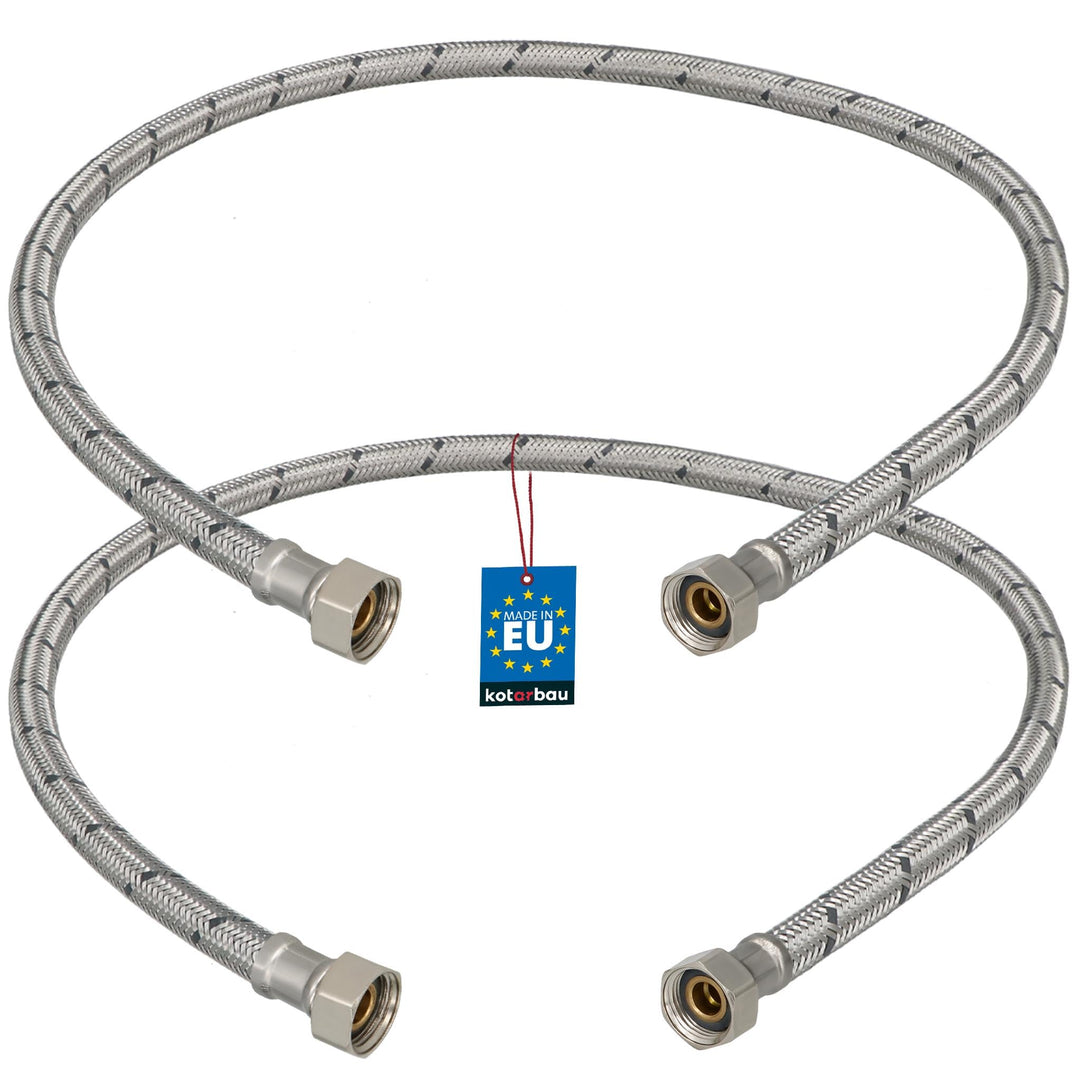 KOTARBAU® 2er Set Flexschlauch 3/8 Zoll - Wasserschlauch - 90 cm - Panzerschlauch - 3/8“ x 3/8“ - An
