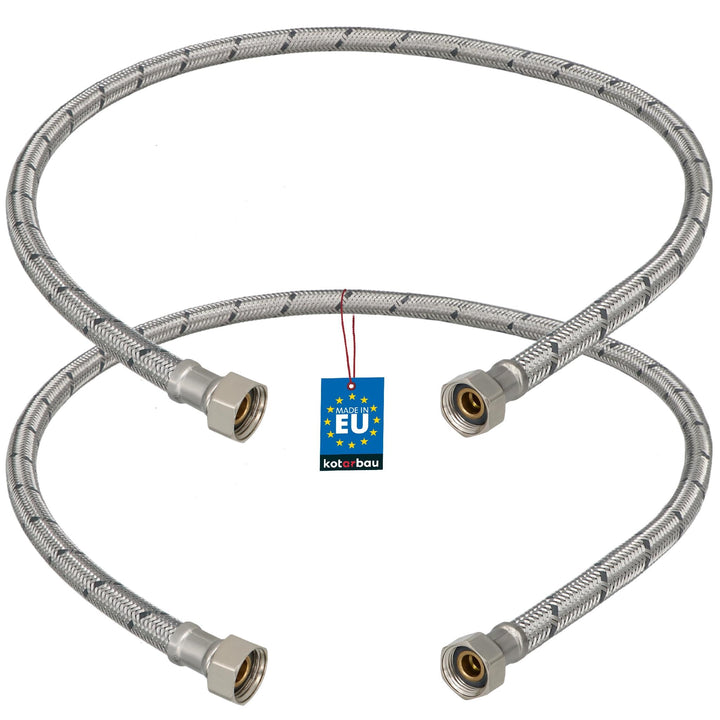 KOTARBAU® 2er Set Flexschlauch 3/8 Zoll - Wasserschlauch - 90 cm - Panzerschlauch - 3/8“ x 3/8“ - An