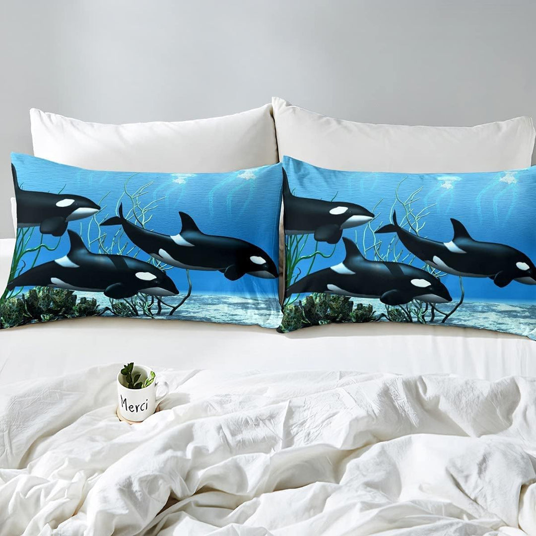Killerwal Bettwäsche Sets Orcinus Orcas Trösterbezug Die Unterwasserwelt Quallen Bettbezug Set für K