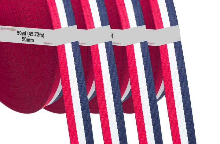 182 Meter x 50mm Polyester - 1,3mm Stark - Mehrfarbiges Gurtband aus Polyester - 182 Meter (200YD=4x