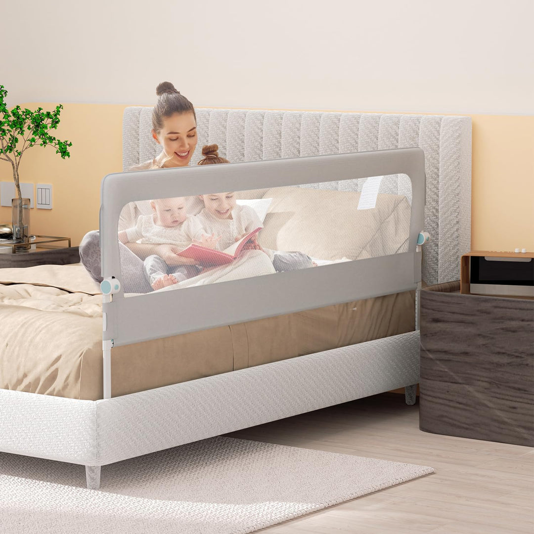 Fiqops 200cmx2+150cmx1 Bettgitter Rausfallschutz Klappbar, Rausfallschutz Kinderbett Bett Rail höhen