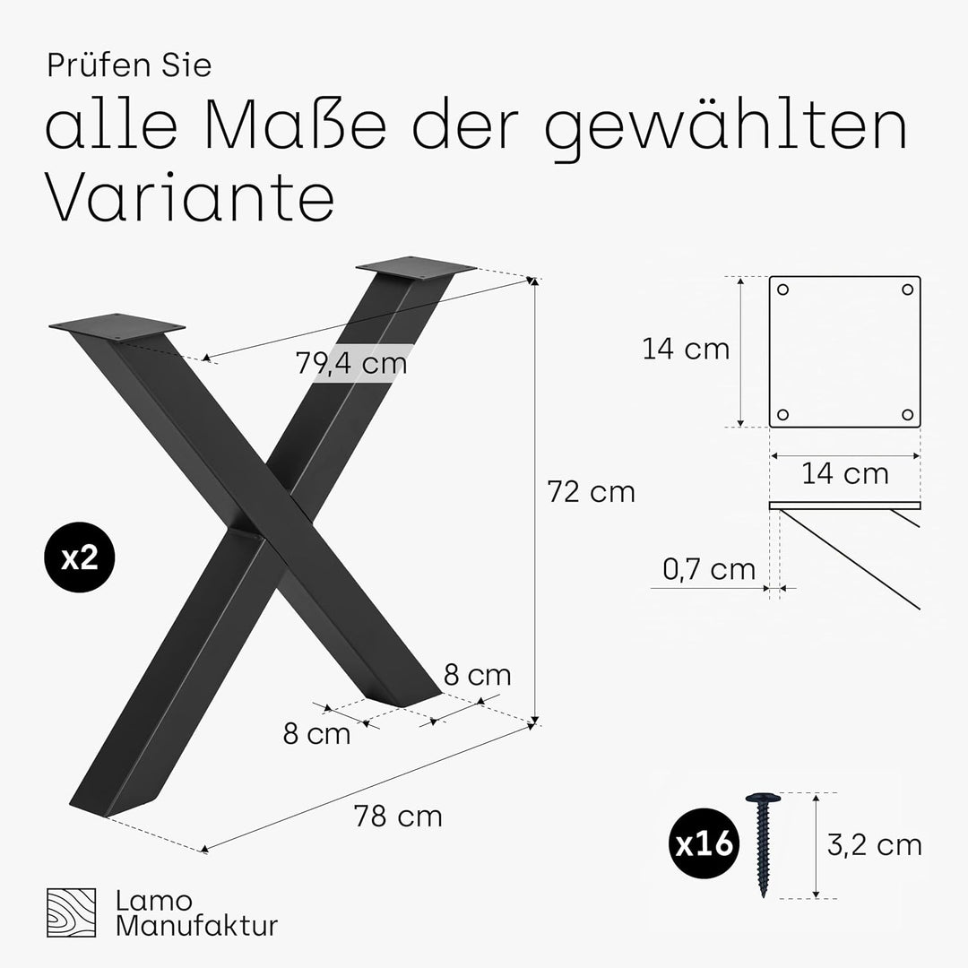 LAMO Manufaktur Tischbeine für Esstisch | Schreibtisch, Mark Massive | Vierkantprofil 80x80 mm, Tisc