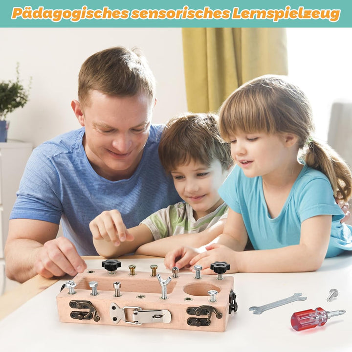 Wooderma Montessori Spielzeug ab 3 4 5 Jahre, Holz Schraubbrett, Busy Board Holzspielzeug, Schrauben