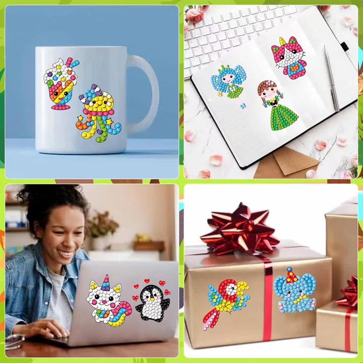 CAYUDEN Diamant Aufkleber, 60pcs 5D Diamant Painting Stickers Bilder Kinder DIY Diamond Painting Sti