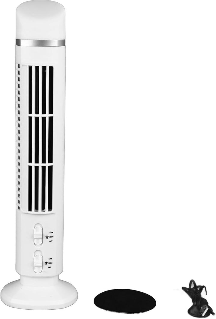 Zerodis Turmventilator ohne Flügel, 90 Grad Oszillierend, Leise, Tragbarer USB-Tischventilator, Turm