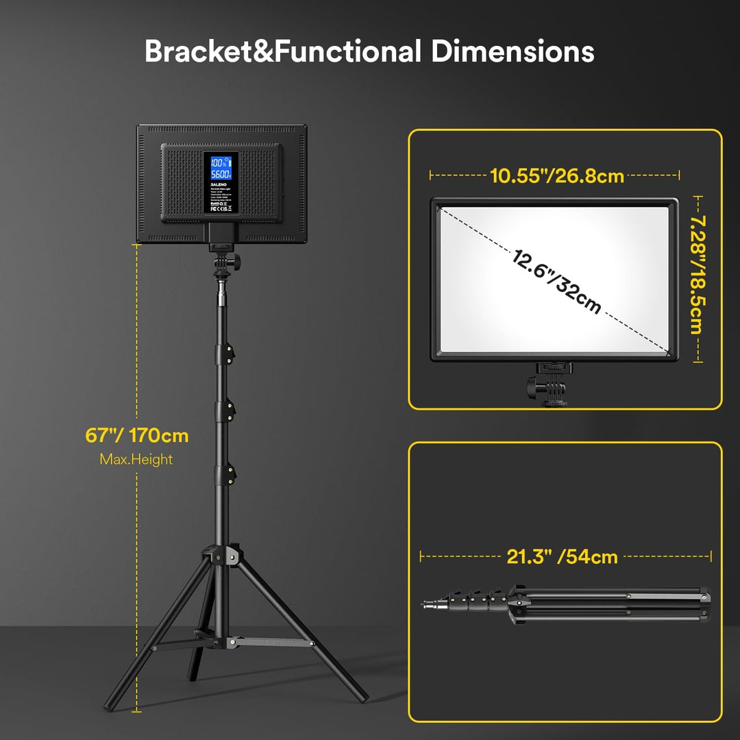 LED Video Kamera Licht, RALENO 2 Pack 384 LED Sanftes Videoleuchte mit 79" Einstellbarer Stativ Hand
