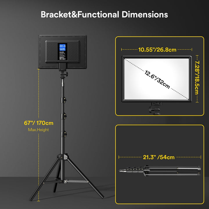 LED Video Kamera Licht, RALENO 2 Pack 384 LED Sanftes Videoleuchte mit 79" Einstellbarer Stativ Hand