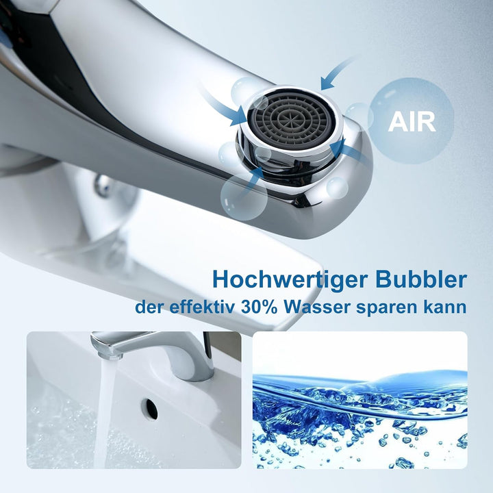 Florenta Waschtischarmatur Bad klein für Gäste-WC, Kompakt Wasserhahn Messing verchromt, Einhebelmis