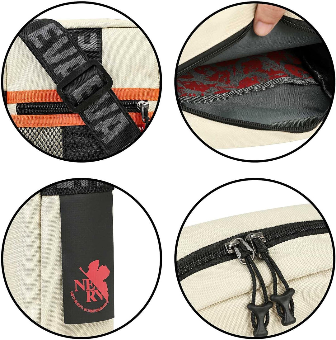 FIREFIRST x RADIO EVA - Evangelion Mini Shoulder Bags Schule Schultertaschen Beige W15×H23×D8（cm）, B