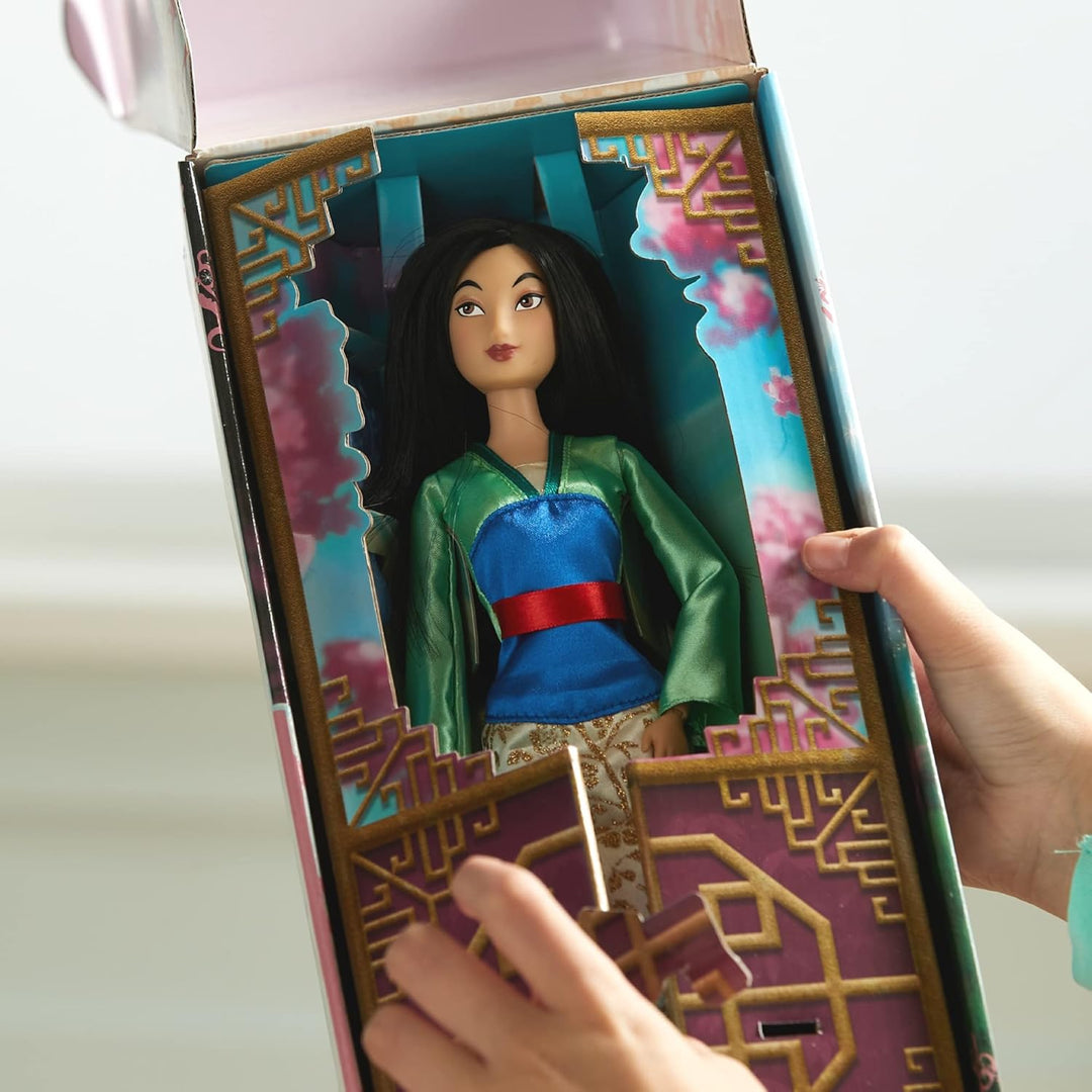 Disney Store Offizielle Mulan-Puppe für Kinder, 29 cm, vollbewegliche Puppe im Satinkleid mit ausgea