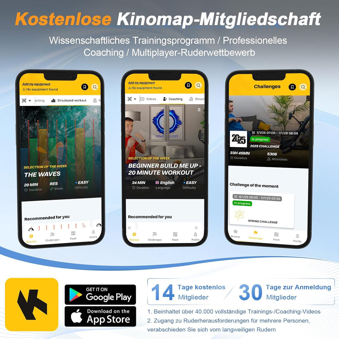Neezee Rudergerät für zuhause, Rudergerät Wasser mit Professioneller Tablet-Halterung, Max 150kg Bel