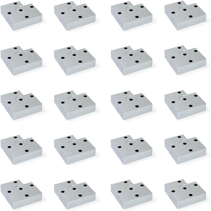 Emuca 2039325 Set aus 20 Füssen für Möbel/Schrank/Bett aus Aluminiumfarbenem Kunststoff, 15 mm H 15