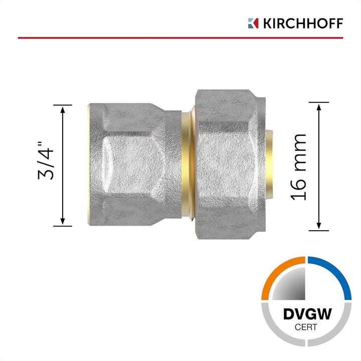 KIRCHHOFF | MSVR Rohr | 5er Set | Klemmringverschraubung 16 mm x 3/4" | Aluverbundrohr | für Heizung