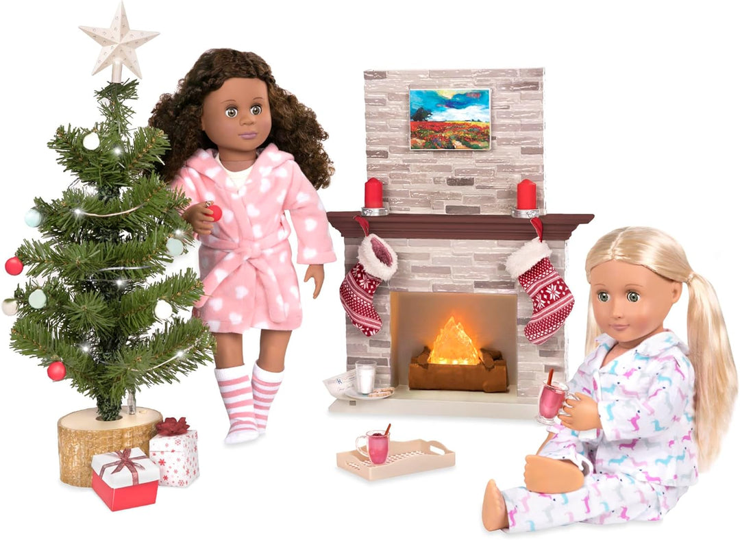 Our Generation Puppenzubehör – Puppenhaus Zubehör Weihnachten mit Weihnachtsbaum, Geschenke, Deko –