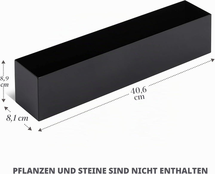 DR&Co Moderner, schwarzer Tropf-Pflanztopf,Kleiner rechteckiger Pflanztopf für Schreibtisch oder Fen