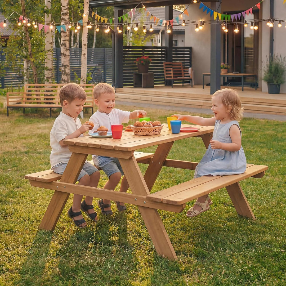 roba Kinder Outdoor+ Sitzgruppe - Picknick for 4 - Garten Sitzgarnitur aus wetterfestem Massivholz -