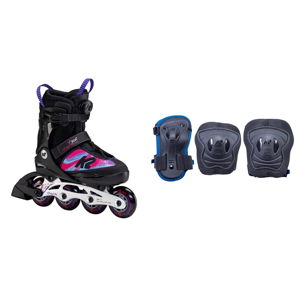 K2 Skates Mädchen Inline Skates CHARM BOA ALU, black - pink, 30F0120 Black - Pink M (EU: 32-37 / UK: