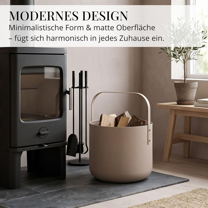 LIVLIG Design Kaminholzkorb Metall, Holzkorb für Kaminholz mit Henkel, Grosser Korb für Kaminholz 36