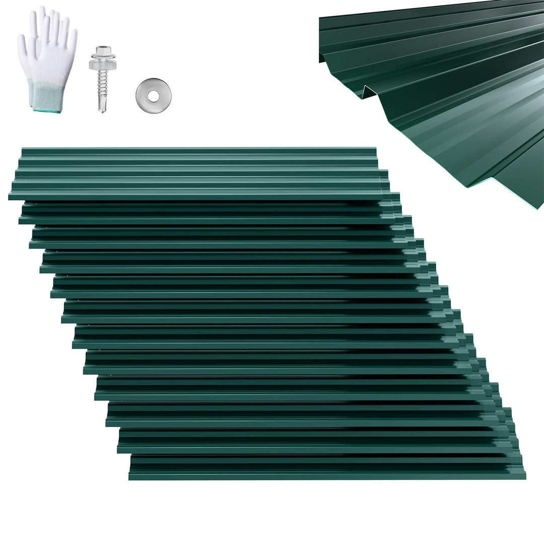 Froadp 12x Dachblech Trapezblech 129,5 x 45 cm, 7 m² Verzinkt Wellblechplatten, Stahl Profilblech fü